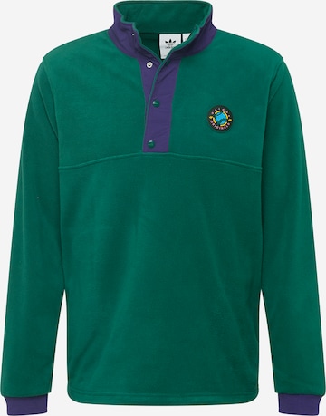 ADIDAS ORIGINALS - Sweatshirt 'Wander Hour Quarter-Snap Polar Fleece' em verde: frente