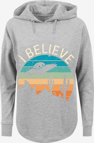 Sweat-shirt 'I Believe UFO Alien Sonnenuntergang' F4NT4STIC en gris : devant