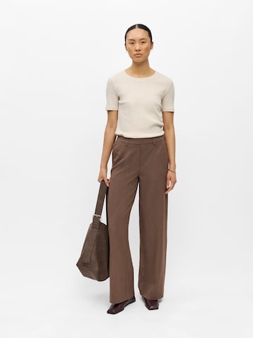 OBJECT Wide leg Pants 'OBJLisa' in Brown