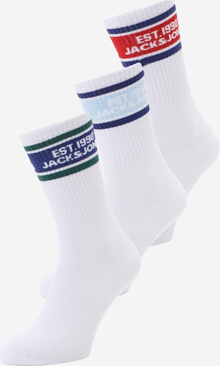 41-46 dydžio Kojinės 'JACGREG' iš JACK & JONES, spalva – pastelinė mėlyna / tamsiai mėlyna / raudona / balta, Prekių apžvalga