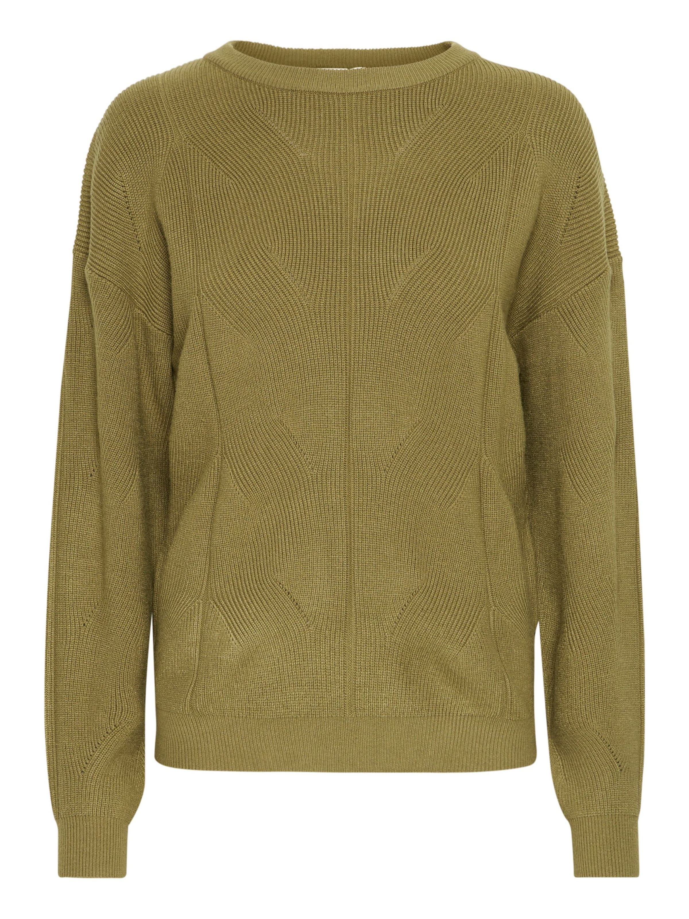 ICHI Trui ' Boston ' in Groen: voorkant