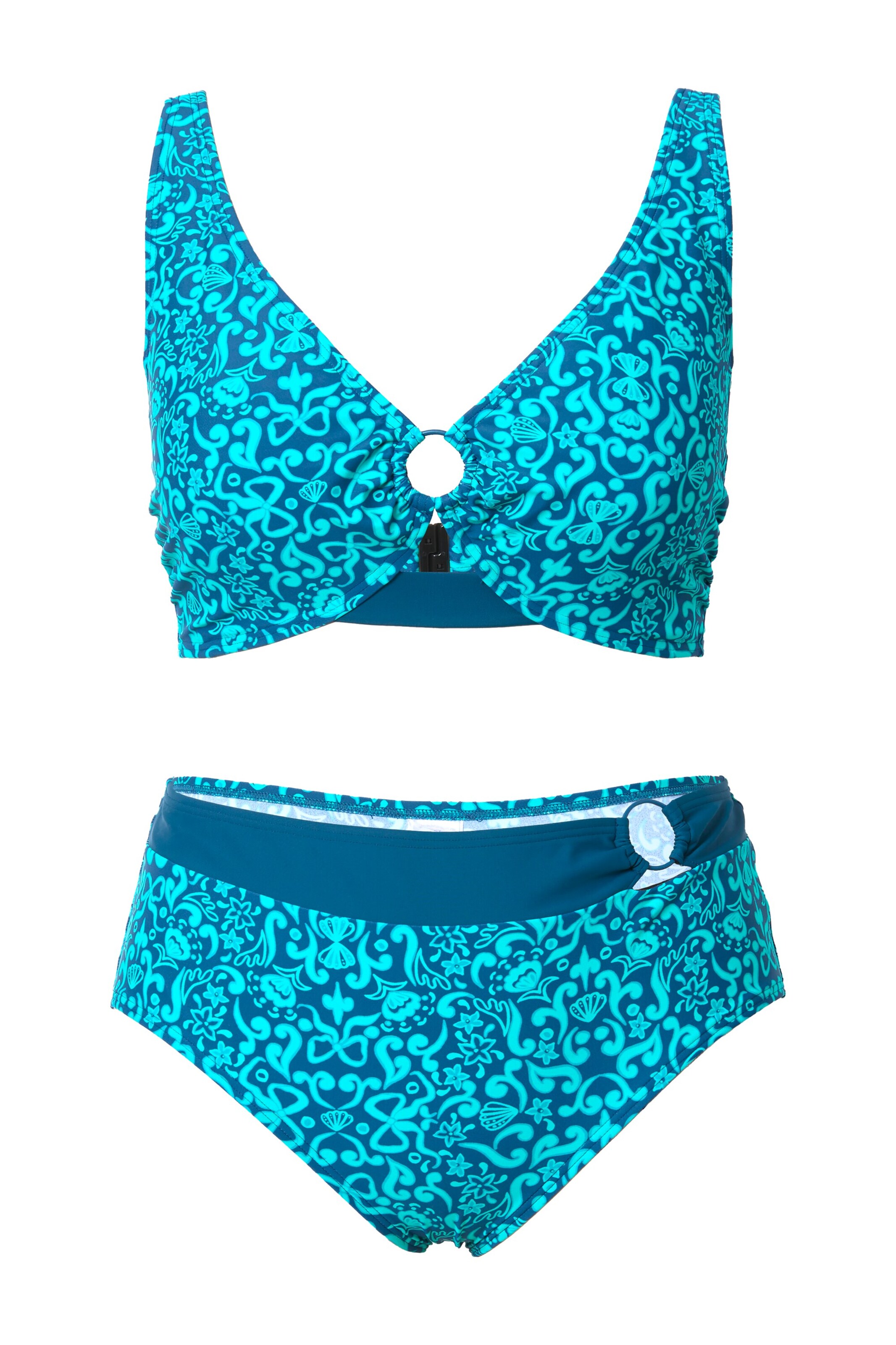 Ulla Popken Triangel Bikini in Blauw: voorkant