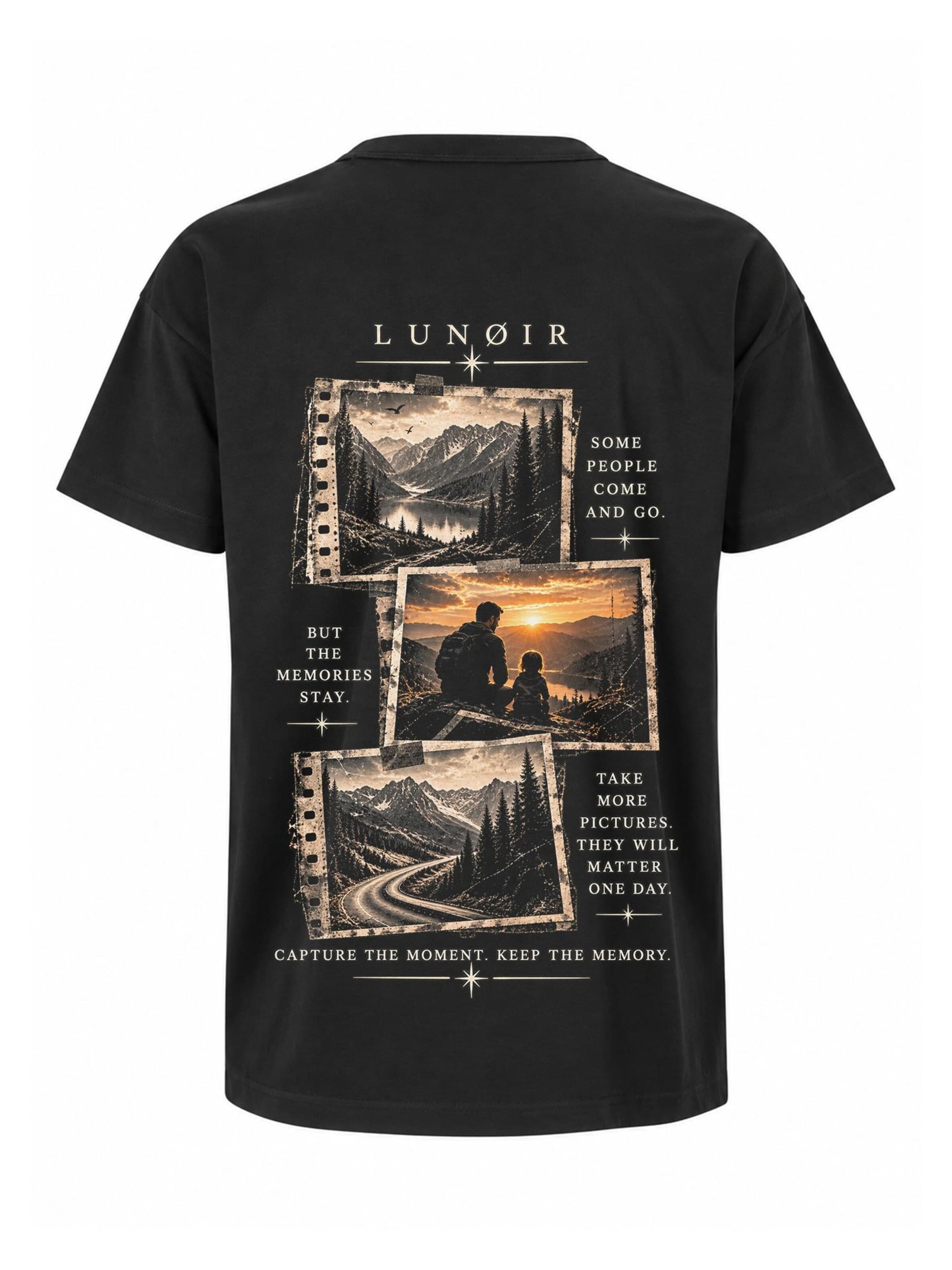 LUNØIR Studio Póló 'Capture the Moment' - fekete: elől