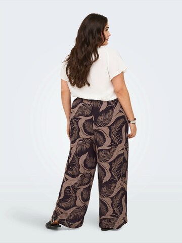 ONLY Carmakoma Wide leg Pleat-Front Pants 'CARVILMA' in Brown