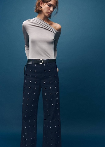 MANGO Wide Leg Jeans 'Leo' in Blau