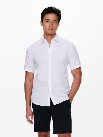 Only & Sons Slim fit Button Up Shirt 'Caiden' in White: front