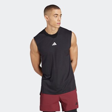 ADIDAS PERFORMANCE - Camisa funcionais 'Power Workout' em preto: frente