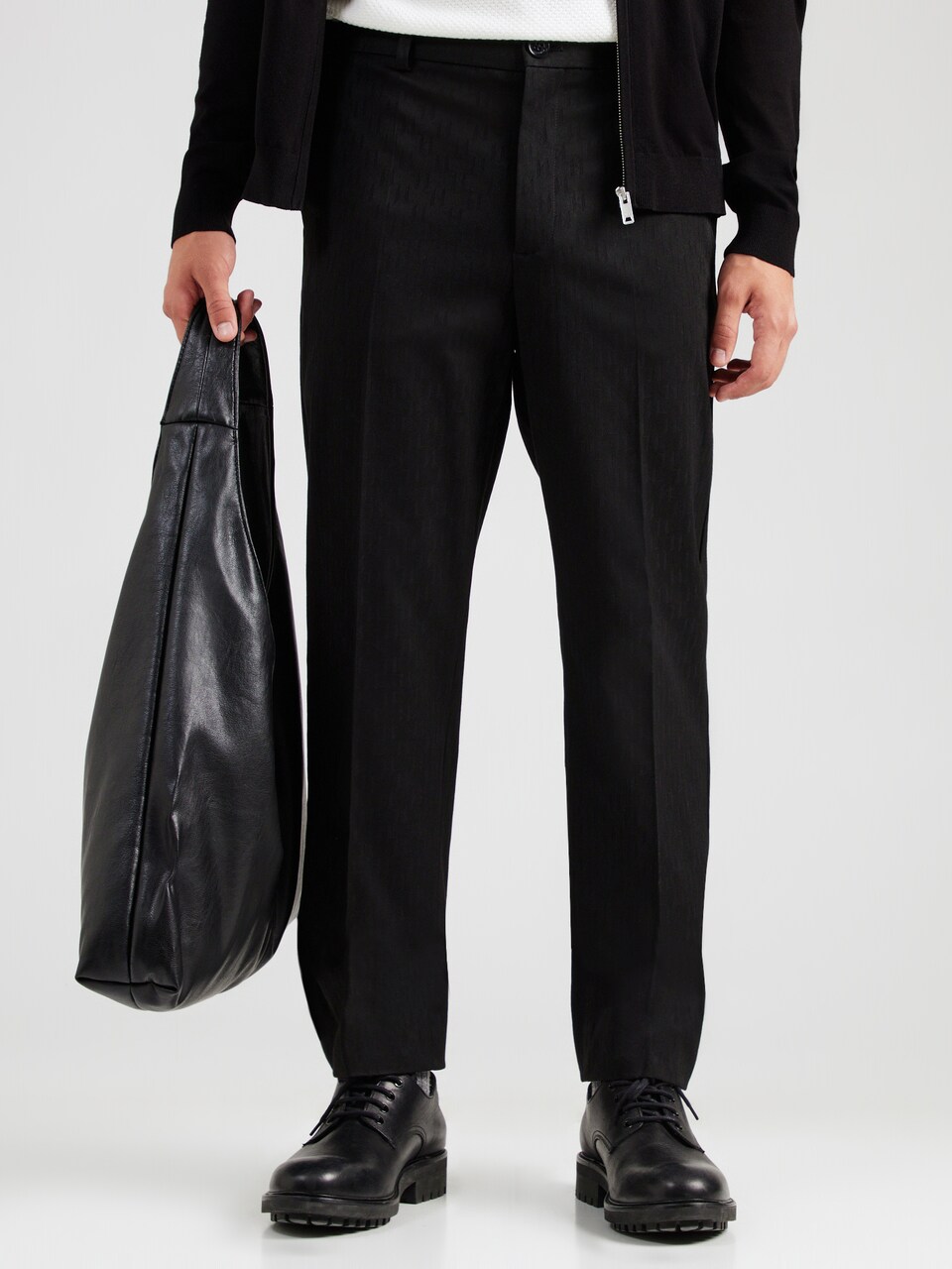Tapered Pantaloni cu dungă de la Karl Lagerfeld pe negru: față