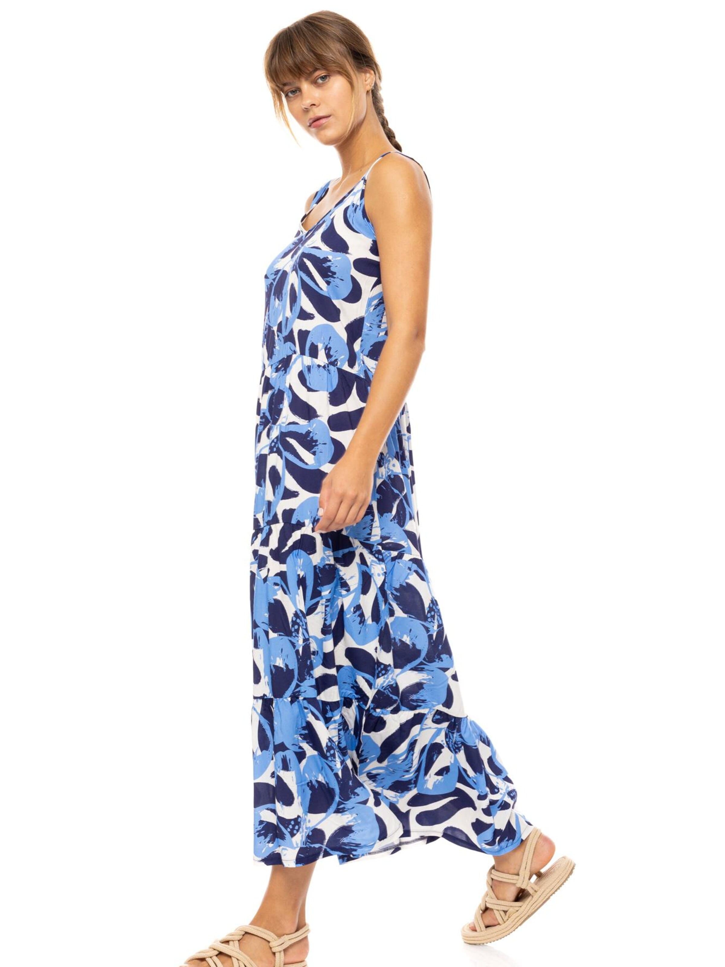 Pink Label Sommerkleid 'BEACHWEAR LONG ABSTRACT FLORAL'‌‌‌‌‌‌ in Blau
