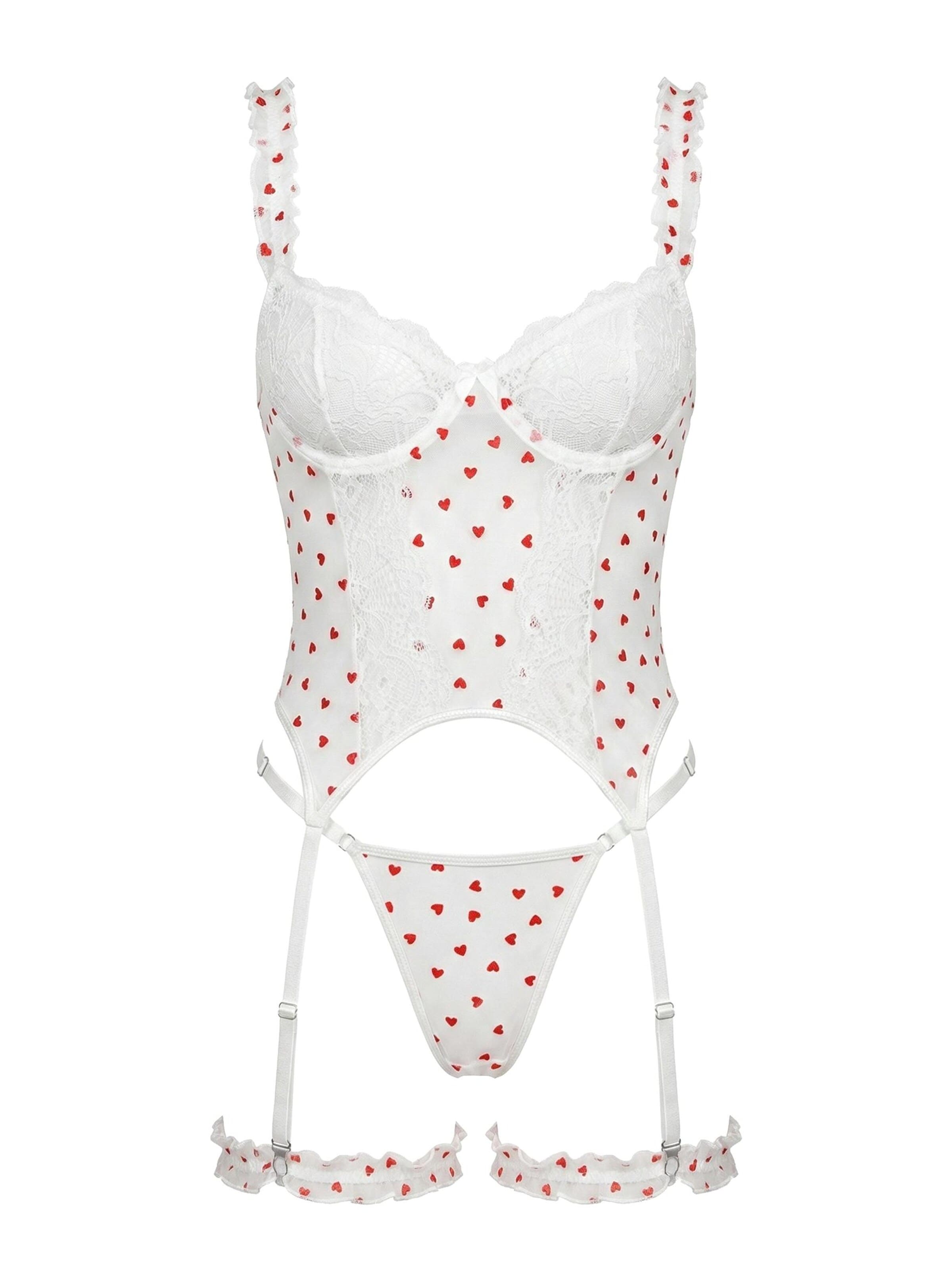 L.BEV Balconette Wäsche-Sets 'Segreto d'Amore Bianco Set'‌‌‌‌‌‌‌ in Weiß: Vorderseite