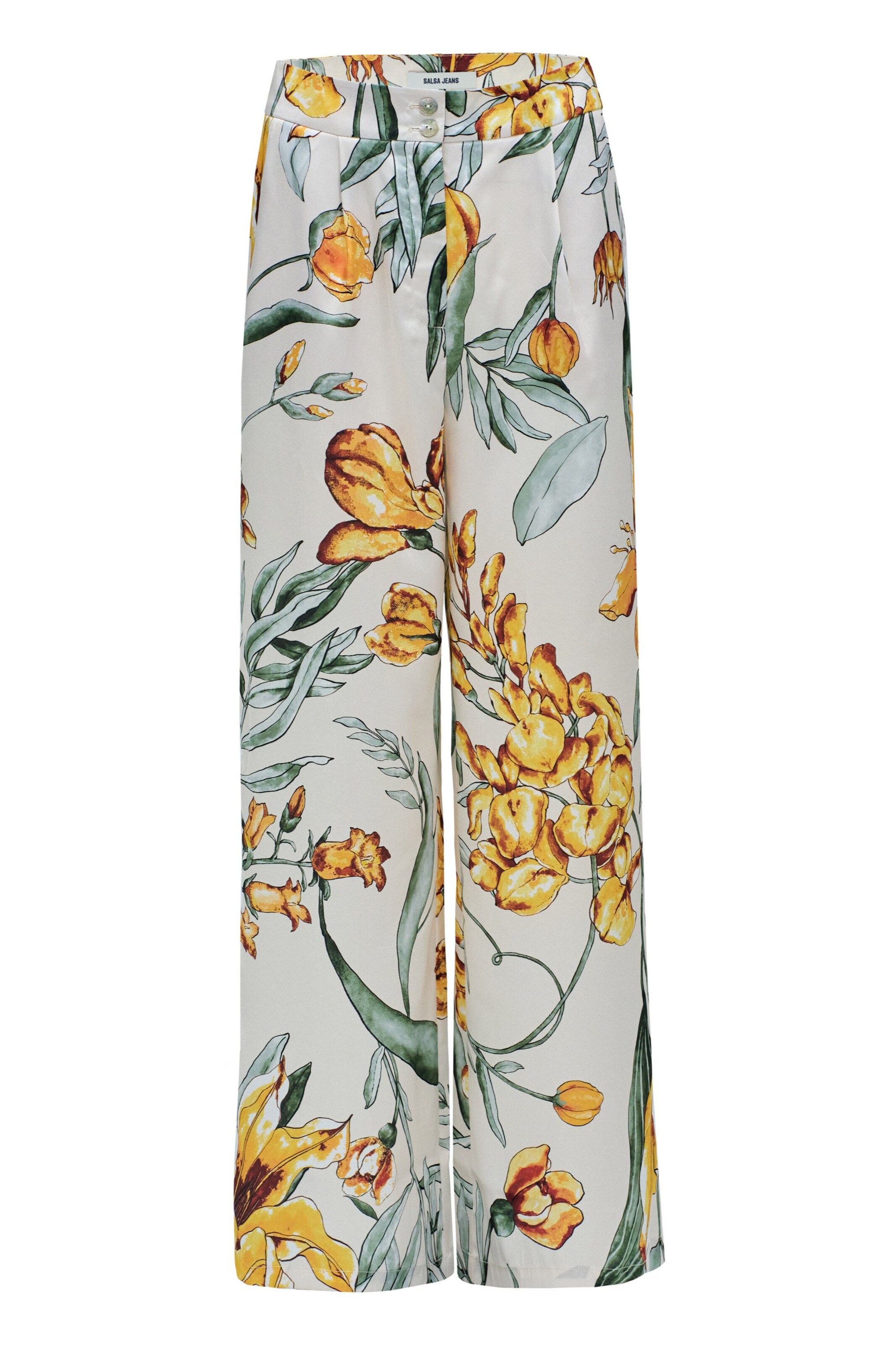 Salsa Jeans Wide leg Broek in Beige: voorkant