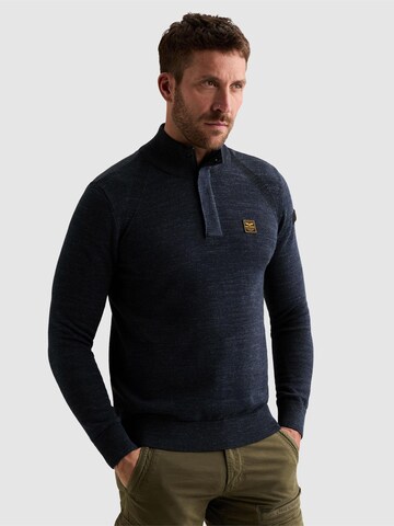 PME Legend Tröja 'Pullover with half-zip and raglan sleeves' i blå