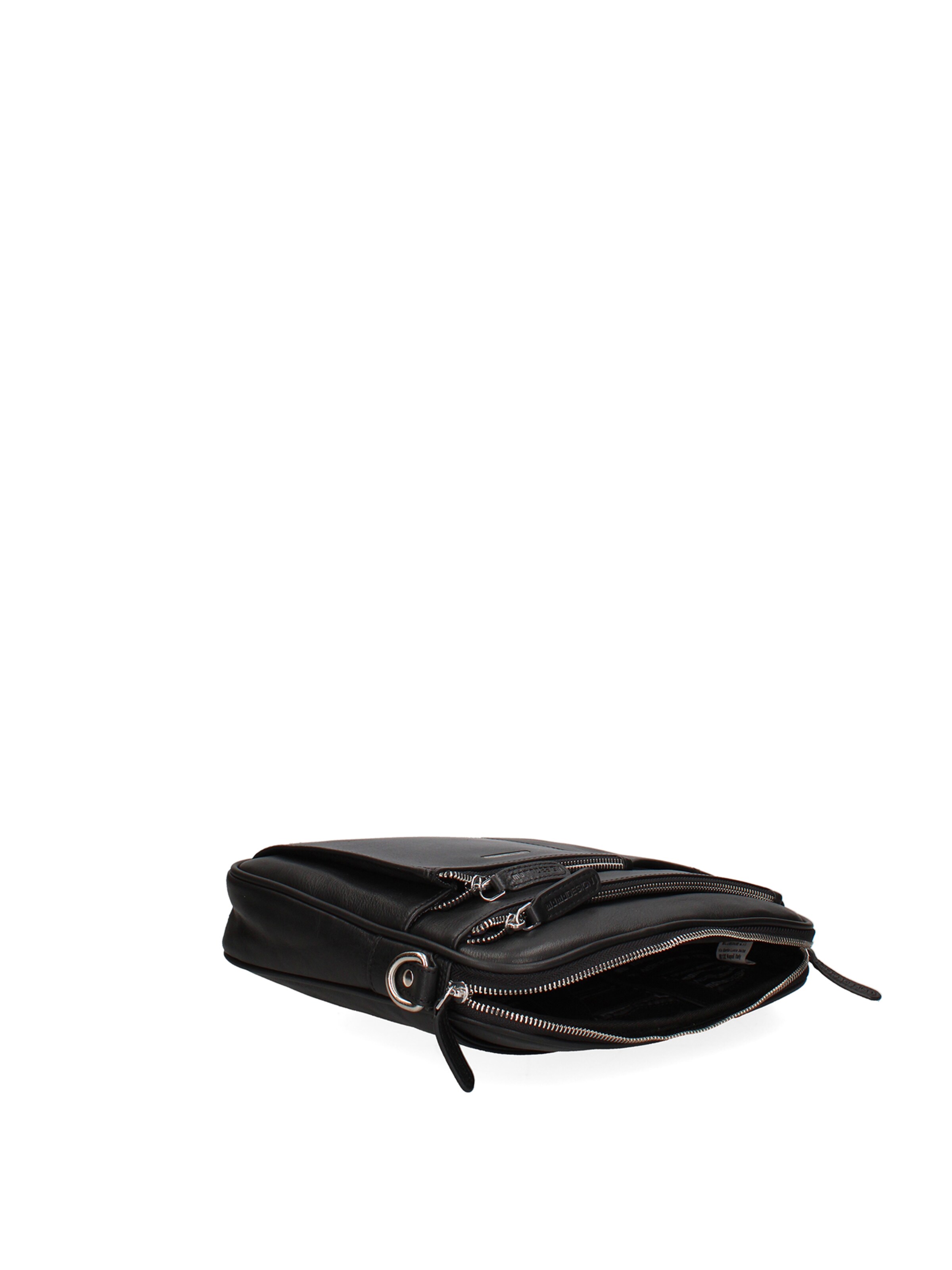 Borsa a tracolla 'Borsa a Tracolla Uomo Vera Pelle con Zip e Tasche' di Momo Design in nero