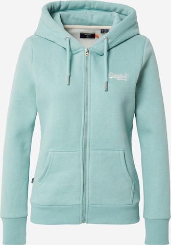 Superdry Zip-Up Hoodie 'Classic' in Green: front