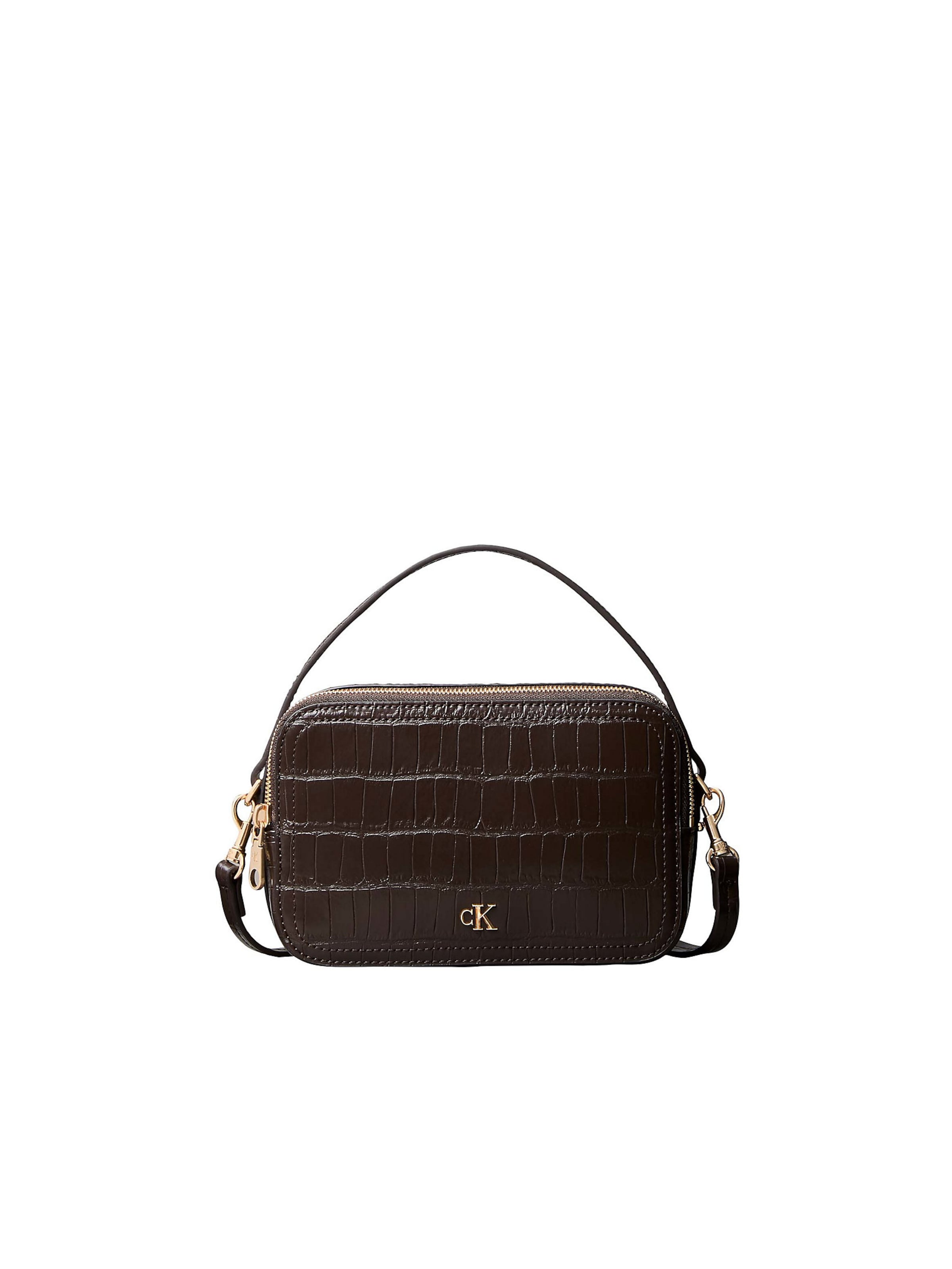 Calvin Klein - Regular Mala de câmara 'Monogram Crocodile' em castanho: frente