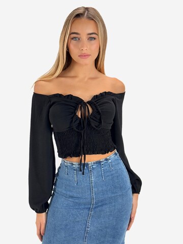 Elara Bluse in Schwarz: Vorderseite