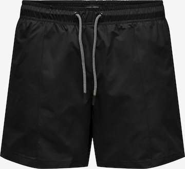 Shorts de bain 'Ted Life' Only & Sons en noir : devant