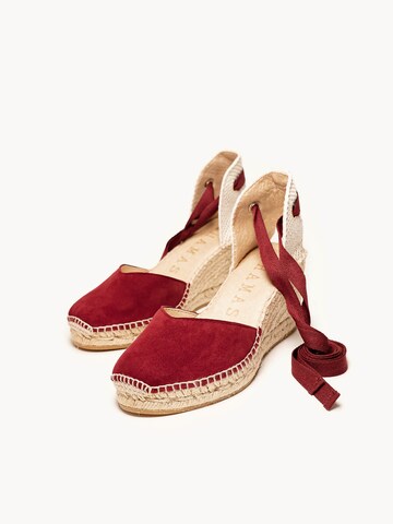 Sandalo 'Alpargata Cuña 7 cm' di Alhamas in rosso