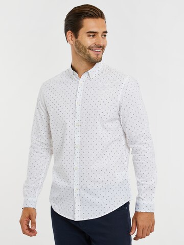 Threadbare Regular fit Button Up Shirt 'Trim' in White: front