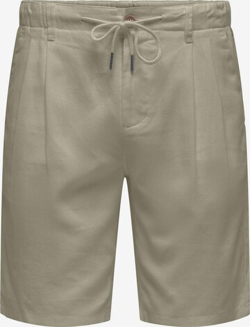 Pantaloni con pieghe 'LEO' di Only & Sons in beige: frontale