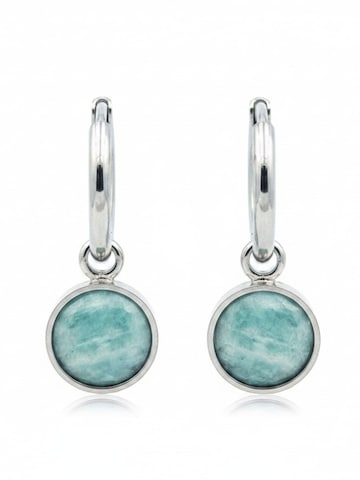 Sergio Engel Earrings 'Beach Ohrring 01 Kleine Edelstahl-Hoops mit Natursteinanhänger' in Green: front