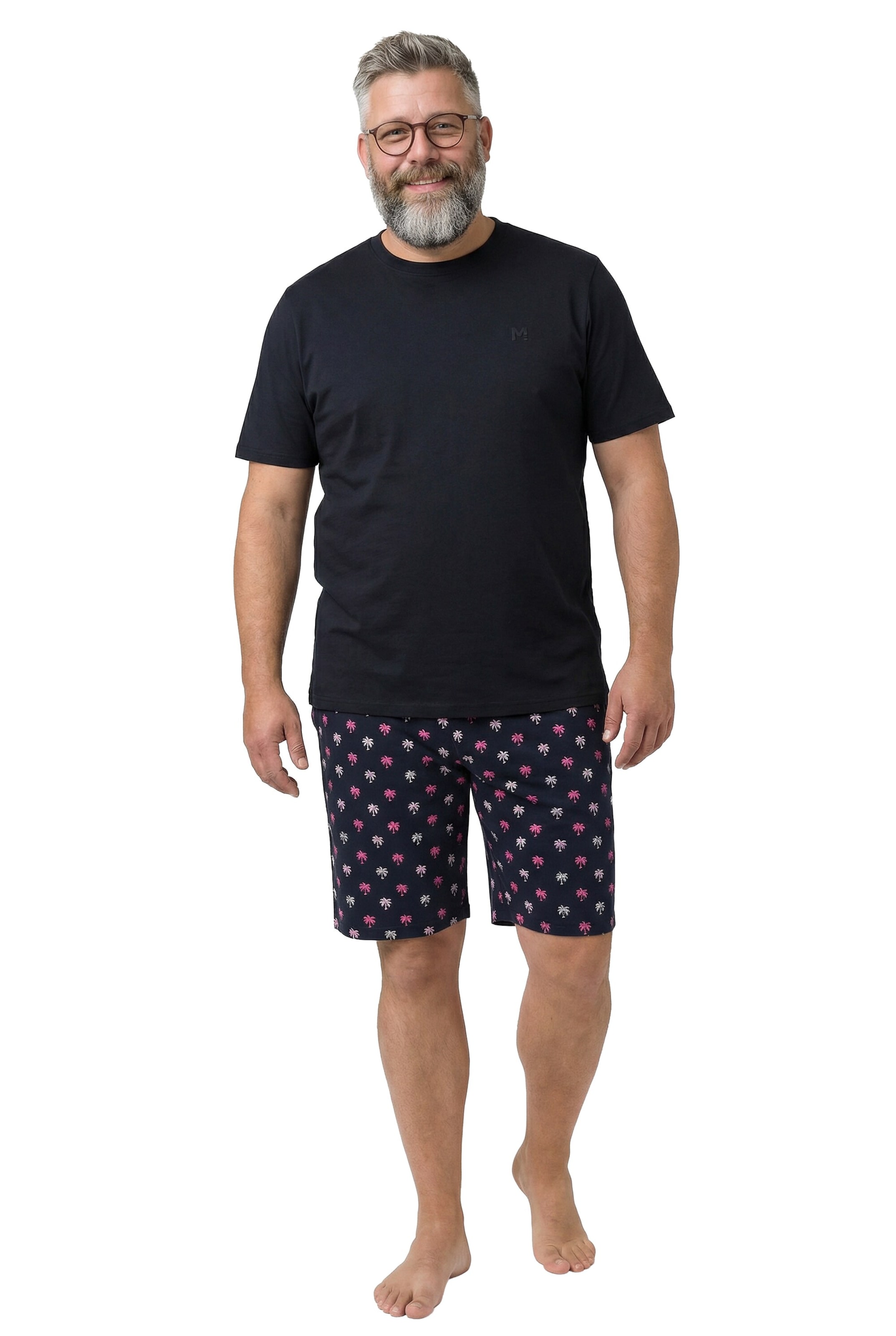 Men Plus Pyjama kort in Zwart: voorkant