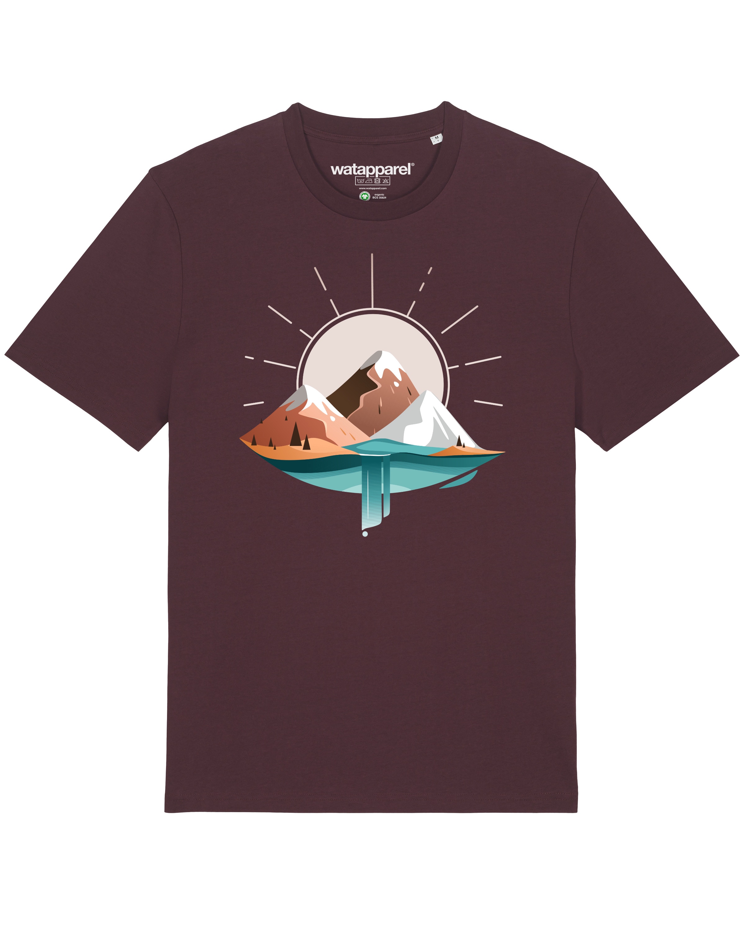 Watapparel Shirt 'Sunrise & Lake' in Braun: Vorderseite