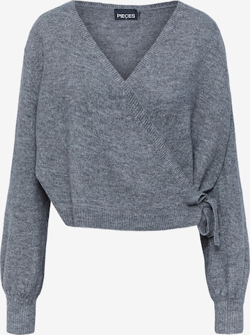 PIECES Curve Sweater 'CELIC' in Grey: front