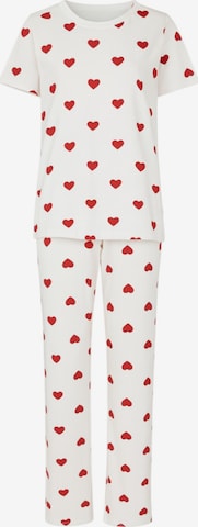 fashionshowcase Pyjama 'HEARTSTRIPE' in Weiß: Vorderseite