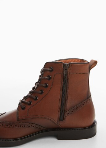 MANGO MAN Lace-Up Boots 'Cortona' in Brown