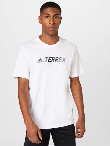 balta ADIDAS TERREX Sportiniai marškinėliai 'Classic Logo': priekis