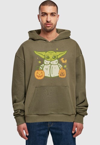 ABSOLUTE CULT Sweatshirt 'Star Wars - Grogu Halloween Trick Or Treat' in Grün: Vorderseite