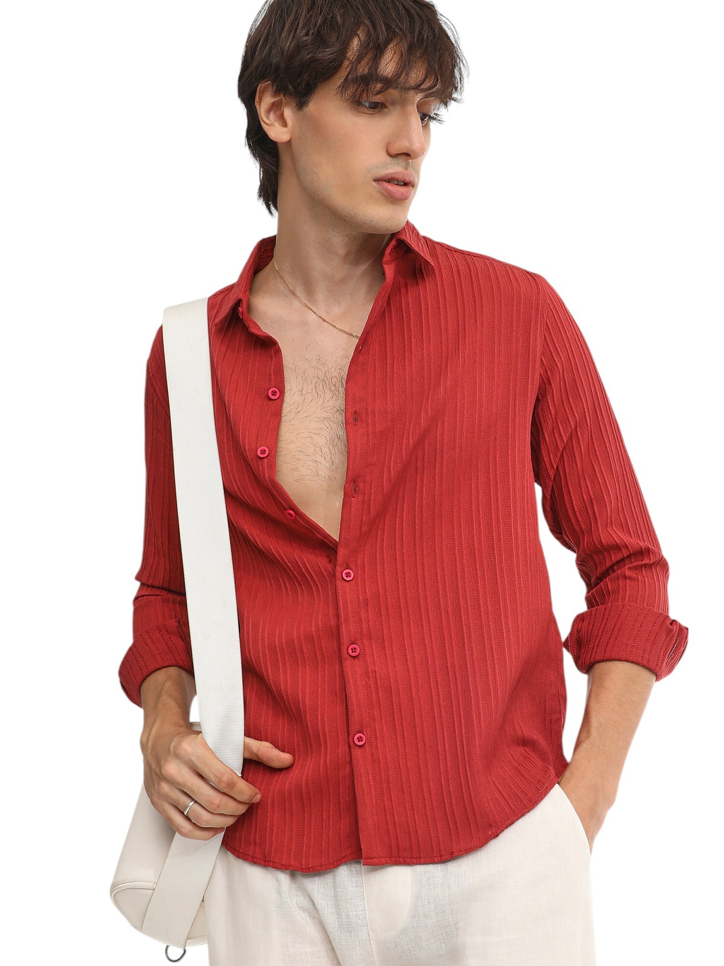 Campus Sutra Regular fit Button Up Shirt 'Theda' in Red