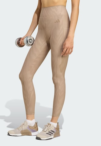 Skinny Pantalon de sport 'Optime' ADIDAS PERFORMANCE en marron : devant