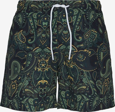 Urban Classics Shorts de bain en jaune / vert / vert foncé, Vue avec produit
