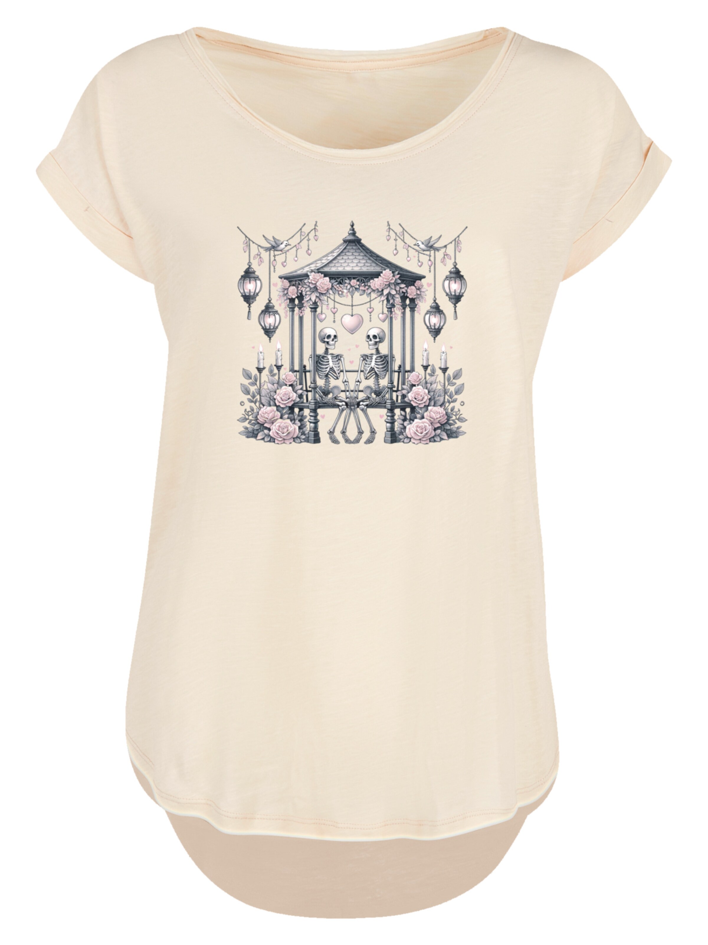 F4NT4STIC Shirt 'Skelett Paar Valentinstag' in Beige: front