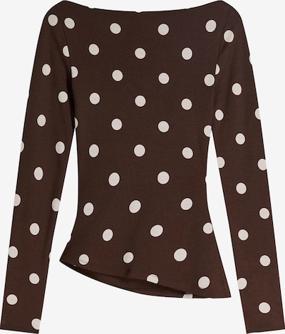 Bershka Majica u tamno smeđa / bijela, Pregled proizvoda