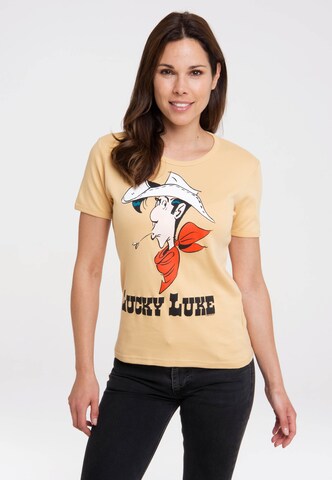 LOGOSHIRT Shirt 'Lucky Luke Portrait' in Beige: voorkant