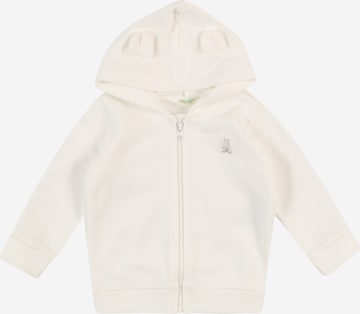 UNITED COLORS OF BENETTON Zip-Up Hoodie in Beige: front