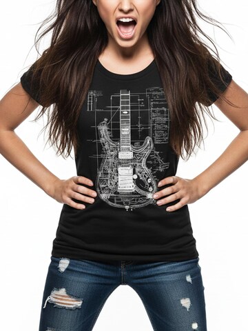 MAKAYA Shirt 'Guitar BluePrint' in Black