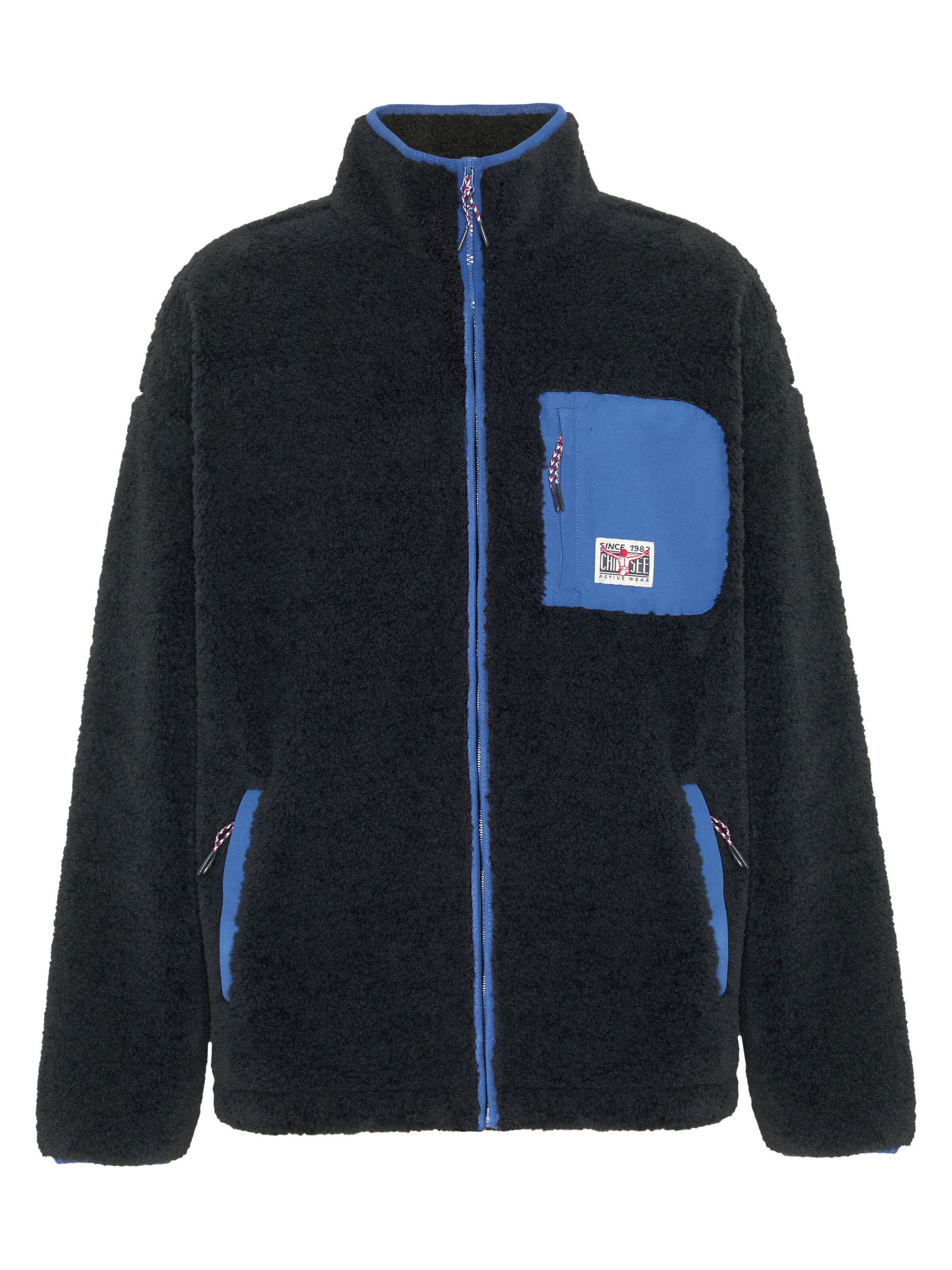 CHIEMSEE Fleece Jacket in Black: front