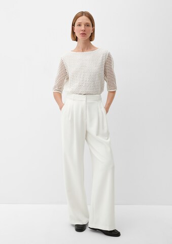 s.Oliver BLACK LABEL Wide Leg Bukser med lægfolder i beige