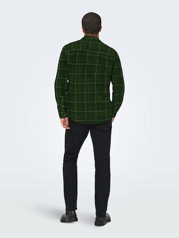 Only & Sons Regular fit Button Up Shirt 'ONSWILLIAM' in Green