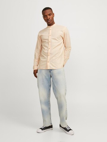 JACK & JONES Comfort fit Button Up Shirt 'JJESummer' in Orange