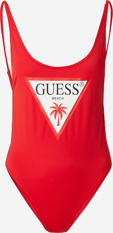 GUESS Bandeau Swimsuit in Red: front