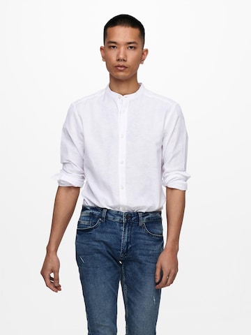 Only & Sons Slim fit Koszula 'Caiden' w kolorze biały: przód