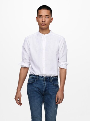 Only & Sons Slim fit Button Up Shirt 'Caiden' in White: front