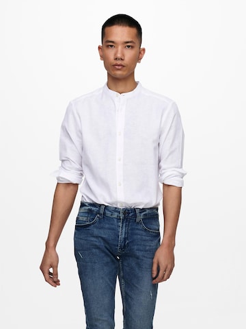 Only & Sons - Ajuste estrecho Camisa 'Caiden' en blanco: frente