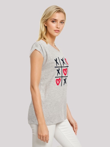 F4NT4STIC Shirt 'Valentinstag Herz Tic Tac Toe' in Grey