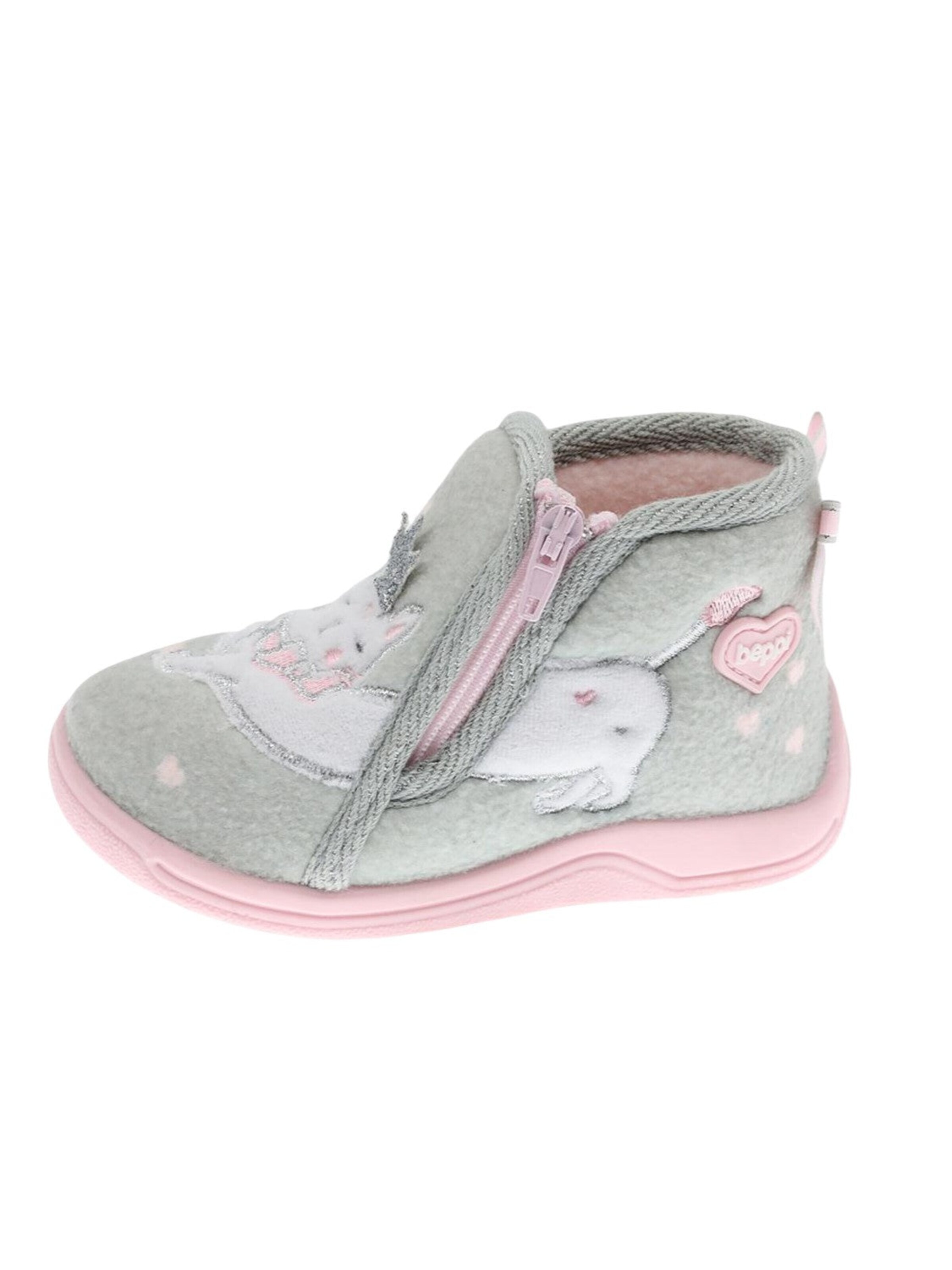 Beppi Slipper 'Indoor Shoe' in Grey: front